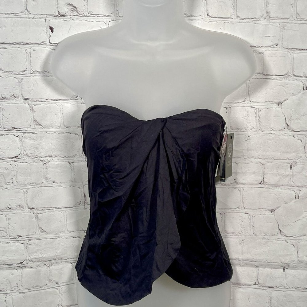 ☀️Vince Camuto Size Small Black Riviera Strapless Draped Tankini Top NWT $86 - Picture 3 of 9
